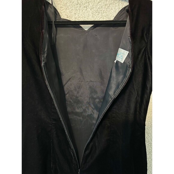 VTG Santa Fe Dark‎ Purple Velvet Sleeveless Dress Size 4 Scolloped Neckline - Picture 10 of 15